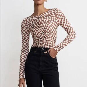 NWT Kitri Hope Woven Checker long sleeve